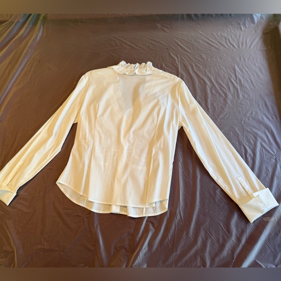 Per Se by Carlisle ruched button L/S white blouse size 14/Large - Picture 7 of 10